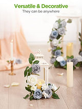 InnoGear Artificial Flowers, 50 Pcs Ivory White Foam Fake Roses Bulk with Stems for Mother's Gift Decoration DIY Wedding Bouquets Centerpieces Bridal Shower Party Christmas Tree