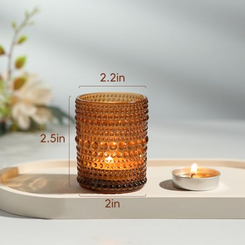 12 Pack Votive Candle Holders, Amber Vintage Candles Holders for Christmas
