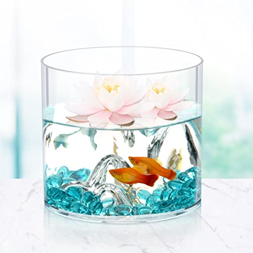 Flower Clear Plastic Vase Centerpiece for Home, Wedding Party, Plastic Clear Cylinder Wide for Flowers, Decorative Wide Mouth Vase for Decor (Not Glass) (6.2'' W*5.9'' H)