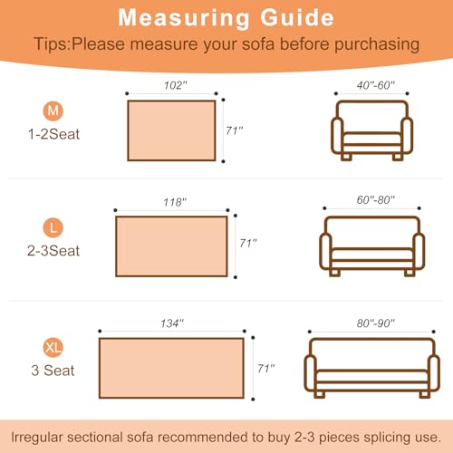 Boho Couch Cover Sofa Covers for 2 Cushion Couch, Couch Covers Washable Blanket Sofa Covers, Chenille L Shape Sectional Couch Covers for Dogs, Sofa Blanket Cover for Living Room (Orange)
