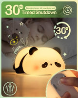 Cute Panda Night Light, LED Squishy Novelty Animal Night Lamp, Food Grade Silicone 3 Level Dimmable Nursery Nightlight for Desk Decor, Funny Gifts Stuff for Boys Girls Baby, White Elephant Gifts