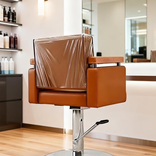 6 Pack Salon Chair Covers, 20" x 16" Universal Thick 12 Mil PVC Plastic Chair Protector for Hair Salon and Spa, Clear Chair Back Covers with Reinforced Black Seams
