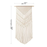 Mkono Macrame Wall Hanging Art Woven Boho Home Décor, Geometric Beautiful Yarn Tapestry Wall Decor for Bedroom, Nursery, Apartment, Dorm Decoration, Christmas Gift for Teen Girl Mom, 17" W x 33" L
