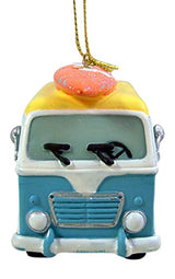 Tropical Beach Theme Hippy Van with Surfboard Hanging Christmas Tree Ornament, 3 1/2 Inch