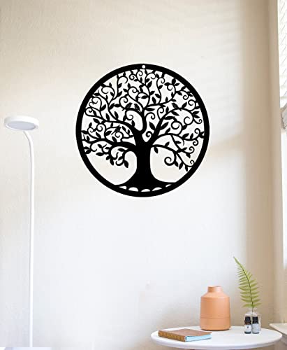 RESACO Tree of Life Wall Art Metal Tree Life Wall Decor Family Tree Wall Plaque 11 Inches Tree of Life Wall Hanging for Bathroom Kitchen Living Room Bedroom Indoor Outdoor（Black）