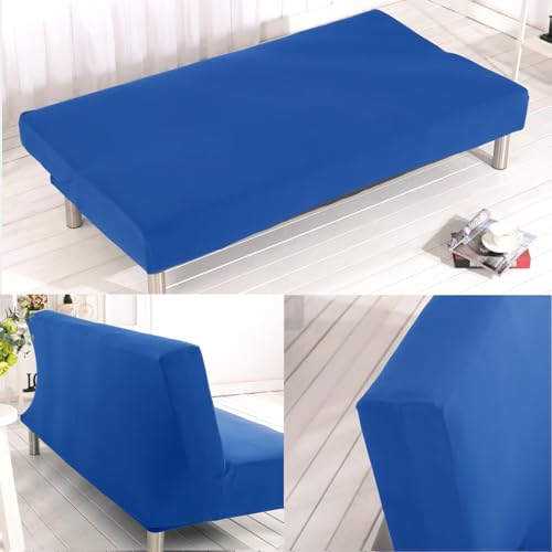 Armless Stretch Futon Cover Sofa Bed Slipcover 3 Seater Elastic Full Queen Folding Couch Covers Furniture Protector Velvet-Soft Waterproof Washable Pets Dogs Cats(Coffee,Large(190-210cm))