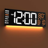 JALL 16" Large Digital Wall Clock with Remote, Big LED for Seniors, Auto Dimming, 8 RGB Colors, Night Light, Count Down Timer, Alarm, DST, Temperature for Living Room, Back to School Classroom