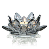 Crystal Lotus Flower Tealight Candle Holders/Glass Tea Light Candlestick Decor Decoration for Christmas Home Wedding Party… (1, Black 1pc)