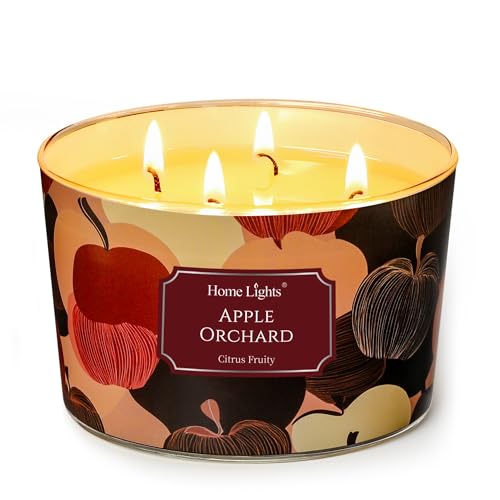Home Lights Soy Wax Candles for Home Scented, 4-Wick Candles in Apple Orchard Scented, Aromatherapy Candles Gift for Parties, Relaxing, Eclectic Mixed Styles, 18oz