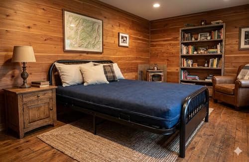 D&D Futon Furniture Real Denim Jean Full Size Futon Mattress Cover, Thick and Durable Dark Blue Denim.