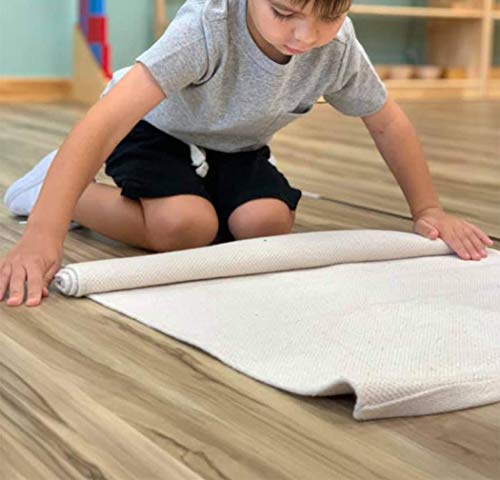 JE JOUE Montessori Materials Children Playing Mat Pure Cotton Working Rug for Toddlers (17"×27", Beige)