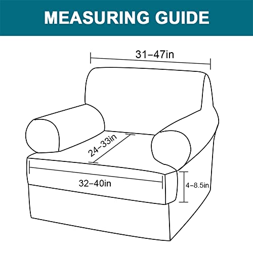 Turquoize 3 Pieces Sofa Covers for 2 Individual T Cushion Couch Sofa Slipcover Bundle 2 Pieces Chair Slipcover, Island Fossi
