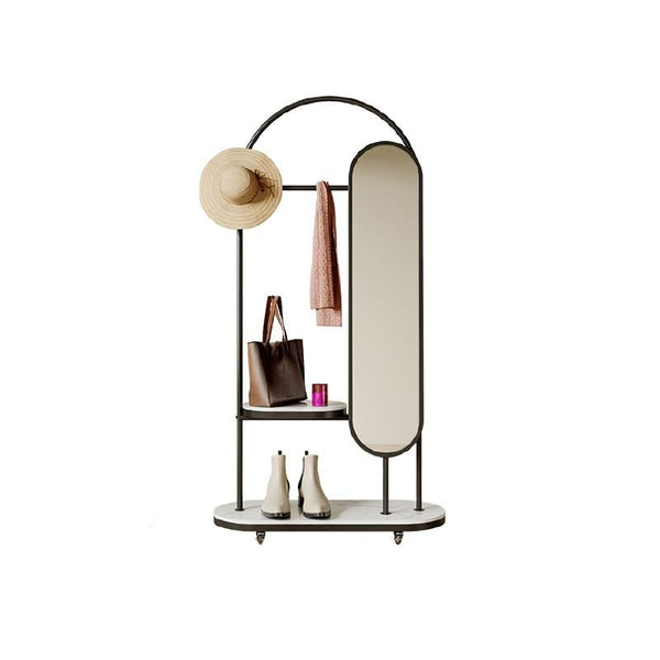 Full Length Mirror, Full Length Mirror Storage Stand Mobile Home Living Room Bedroom Floor Dressing Mirror, Bedroom Furniture (Color : Black, Size :