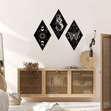 Sintuff 6 Pieces Gothic Wall Decor Boho Sun Moon Phases Wall Art Gothic Minimalist Stars Sun Hanging Wooden Home Decor Farmhouse Pediments for Gallery Living Bedroom Room(Boho)