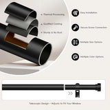HEI!DEAR Black Adjustable Curtain Rods for Windows:48-84 Inch,1 Inch Heavy Duty Curtain Rod for Bedroom Living Room,Matte Black Iron Easy Install Modern Decorative Window Treatment Single Rods,30-84"