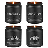 Citronella Candles Outdoor, Scented Candles Soy Jar Candle for Outdoor Patio Indoor Home Scented - Citronella/Lemon Eucalyptus/Lemongrass/Sage & Citrus, Gifts for Father Dad & Men (7oz - 4 Pack)