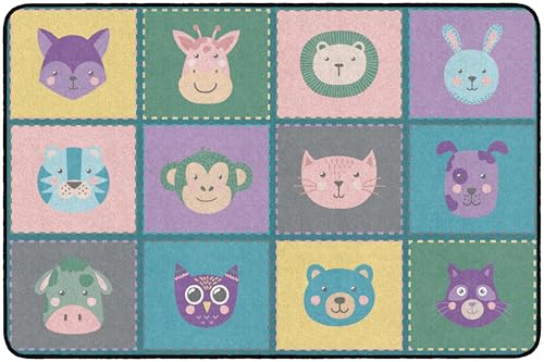Flagship Carpets Animal Blocks Classroom Educational Area Rug for Kids and Teachers, Durable Quality for Schools, Preschool, Daycare, Learning Centers, and Home, 4' x 6' - Soft-Tone