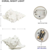 GREENIC Portable Conch Shell Beach Themed Night Light w Timer for Kids Adults Bedroom Nightstand Lamp Nautical Lighting Battery Operated, Warm White