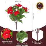 Daynight 4 Pcs Artificial Impatiens Flowers for Outdoor Flowers UV Resistant Faux Red Flowers Impatiens Bushes Silk Artificial Flowers Bouquet for Patio Garden Porch Decor (4, Red)