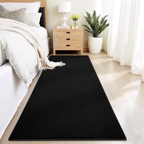 Vasofe Black Hallway Runner Rug, 2x6 Non Slip Runners, Washable Bedroom Rug