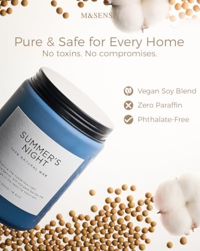 M&SENSE Summer's Night Scented Candles for Home, 19.4oz Large Soy Wax