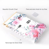 Canvas Kids Growth Chart for Wall, Floral Height Measurement Tracker for Baby Girl, Hanging Ruler with Removable Hook, Nursery Room Playroom Toddler Bedroom Decor, 79”x7.9” Pink