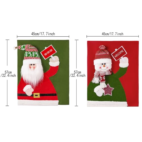 Christmas Chair Back 3D Santa Snowman Chair Slipcovers for Dining Room Restaurant Home Party Christmas Decoration