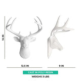 Wallcharmers White Deer Head Wall Decor, Handmade Faux Deer Head, Made of Eco-Friendly Resin Great for Farmhouse Decor, White