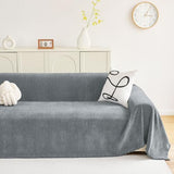 hyha Couch Cover for Dogs, Boho Sofa Covers for 3 Cushion Couch Washable, Chenille Sofa Slipcover for Pets, Soft Loveseat Sectional Couch Throw Blankets with Tassels (Grey, 71x118 Inch)