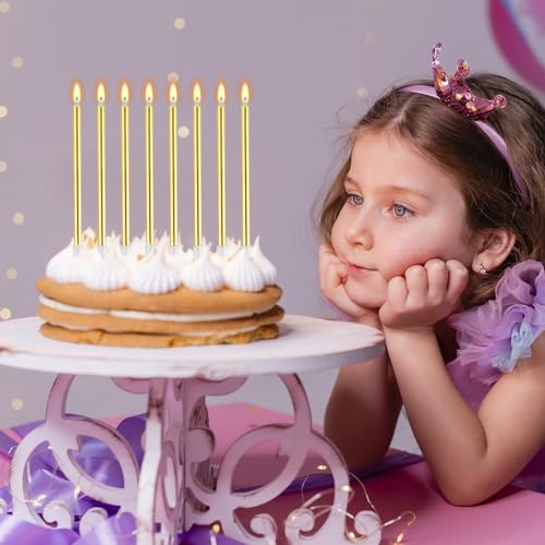 BEAN LIEVE 30-Count Gold Long Thin Metallic Birthday Candles, Cake Candles, Birthday Parties, Wedding Decorations, Party Candles, Cake Decorations