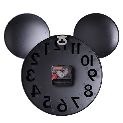 MEIDI CLOCK Modern Design Mickey Mouse Big Digit 3D Wall Clock Home Decor Decoration - Black