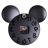 MEIDI CLOCK Modern Design Mickey Mouse Big Digit 3D Wall Clock Home Decor Decoration - Black