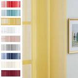 July Joy Semi Linen Look Sheer Curtains for Bedroom, Living Room Grommet Light Filtering Solid Voile Window Curtains, Set of 2 Panels (52 x 84 inch, Yellow)