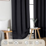 Gwine Black Blackout Curtains for Bedroom 84 inches Long 2 Panels, Solid Thermal Insulated Noise Reducing Light Blocking Window Curtains Drapes for Living Room, Each 40Wx84L