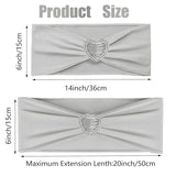 Silver Grey Chair Sashes 50 Pack Spandex Grey Sashes for Chairs Covers Universal Stretch Chair Sashes Band with Heart Buckle Slider for Wedding Banquet Party Decorations