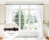 BlastHome® Non-Adjustable Luxury Curtain Rods for Windows, 1 ¼” Rod Set, 7 foot Fixed Length (Two Rods Connect for a Seamless Look), Tuxedo Black