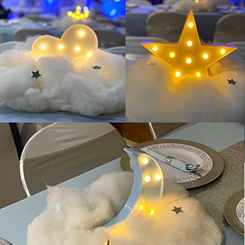 Stars Moon Clouds Logo Night Light, Plastic, White, Decorative Art Lamp
