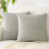 HWY 50 Decorative Chenille Throw Pillow Covers Light Gray 16x16 Inch