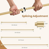 Gold Curtain Rod for Windows 28 to 48 Inch, 5/8 Inch Splice Adjustable Curtain Rod Gold with 2 Brackets, Easy Installation and Simple End Caps, For Living Room, Bedroom, Outdoor