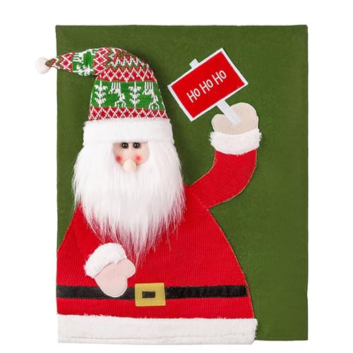Christmas Chair Back 3D Santa Snowman Chair Slipcovers for Dining Room Restaurant Home Party Christmas Decoration