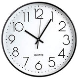Tosnail 12 Inch Large Non Ticking Wall Clock, Round Silent Battery Operated Wall Clock for Living Room, Bathroom, Bedroom, Kitchen, Office Wall Decor - Modern Black Frame
