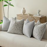 a moment Grey 4 Pack Throw Pillow Covers - Chenille & Velvet Set with Piping, Farmhouse Textured Design Pillow Cases for Couch Sofa Bed Livingroom (20x20 Inch, No Insert)