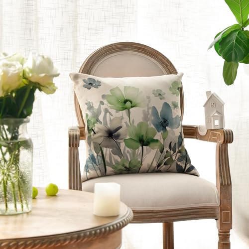 AVOIN colorlife Chinoiserie Poppy Flowers Pillow Covers 18x18 Inch Set of 2