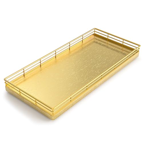 Oak Bathroom Toilet Tank Tray, 13" Wood Toilet Paper Storage Basket Back of Toilet Basket Organizer, Vanity Tray for Perfume Makeup Candle Kitchen Counter Coffee Table Decor, Gold