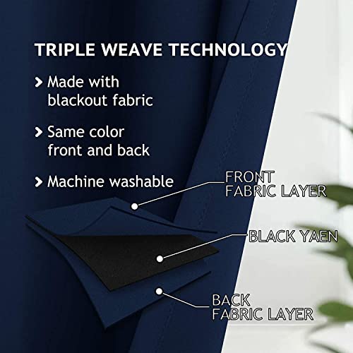 COSVIYA Grommet Blackout Room Darkening Navy Blue Curtains 84 inch Length 2 Panels,Thick Polyester Light Blocking Insulated Thermal Window Curtain Drapes for Bedroom/Living Room,52x84 inches
