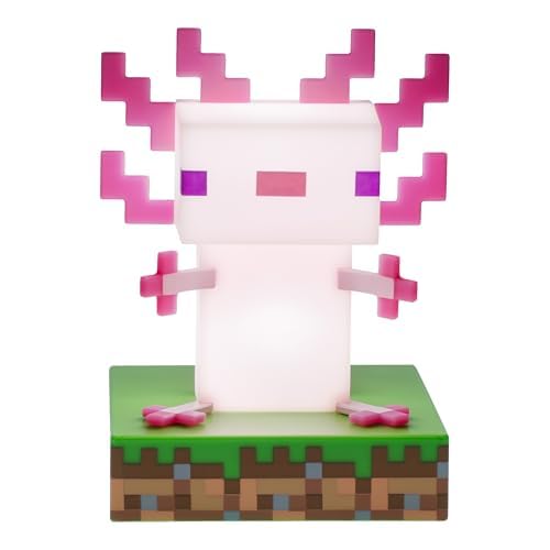 Paladone Minecraft Officially Licensed Axolotl Free Standing Desk Light, Gaming Room Decor and Merchandise for Boys and Girls, Nightlight Gift Accessory for Playroom and Bedroom