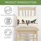 RABUSOFA 12x20 Lumbar Pillow Decorative Throw Pillows,Small Hand-Painted Outdoor Birds Pillowcases,Spring Summer Pillows Decorative Throw Cushion Covers Linen for Couch Sofa Teal Blue