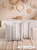 Boho Chenille Tufted Couch Throw Pillow Covers 18x18 Inch Set of 2 Farmhouse Striped Decorative Pillow Covers Accent Neutral Square Pillowcase Grey Cushion Covers for Livingroom Sofa Bed