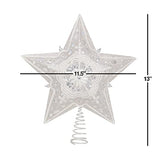 Kurt Adler Star Treetop with Ivory Pearls and Platinum Glass Glitter, 13.5-Inch