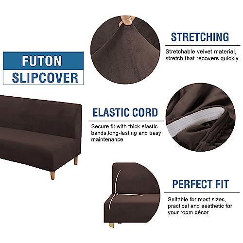 H.VERSAILTEX 3 Piece Sofa Cushion Covers Bundle Armless Futon Cover, Brown